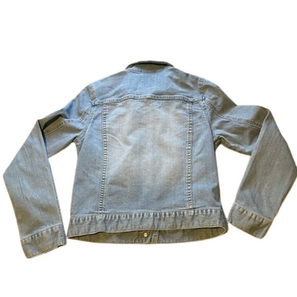 Vintage Vans Embroidered Logo Stretch Denim Light Blue Wash Denim Jacket FLAWED - Picture 4 of 10